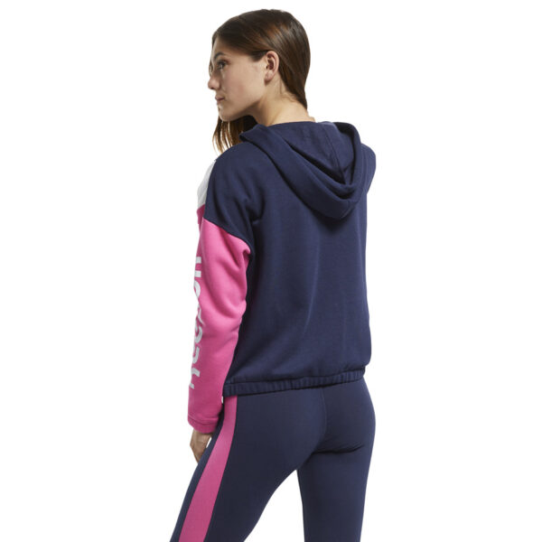 Bluza damska Reebok Training Essentials Linear Logo FL Fullzip granatowo-różówo-biała FU2249 Bluzy damskie