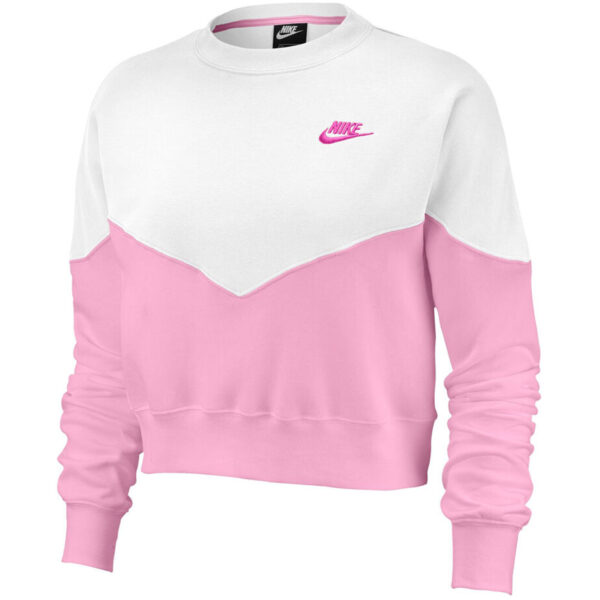 Bluza damska Nike NSW Heritage Crew Fleece Women różowo-biała AR2505 629 Bluzy damskie