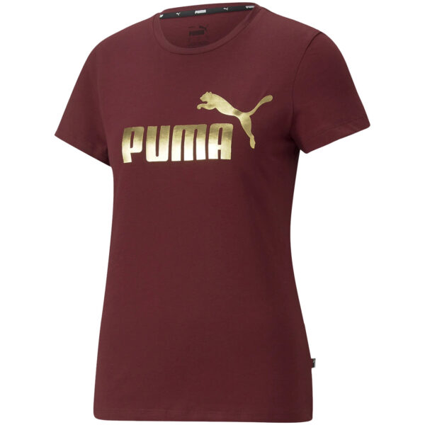Koszulka damska Puma ESS+ Metalic Logo bordowa 848303 42 Koszulka damska