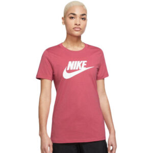 Koszulka damska Nike NSW Tee Essential Icon Futura różowa BV6169 622 Koszulka damska