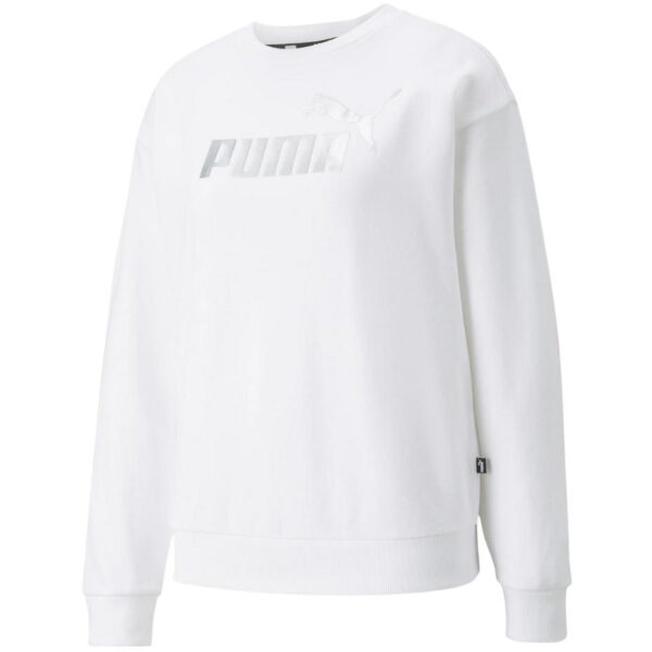 Bluza damska Puma ESS+ Metallic Logo Crew TR biała 848304 02 Bluzy damskie